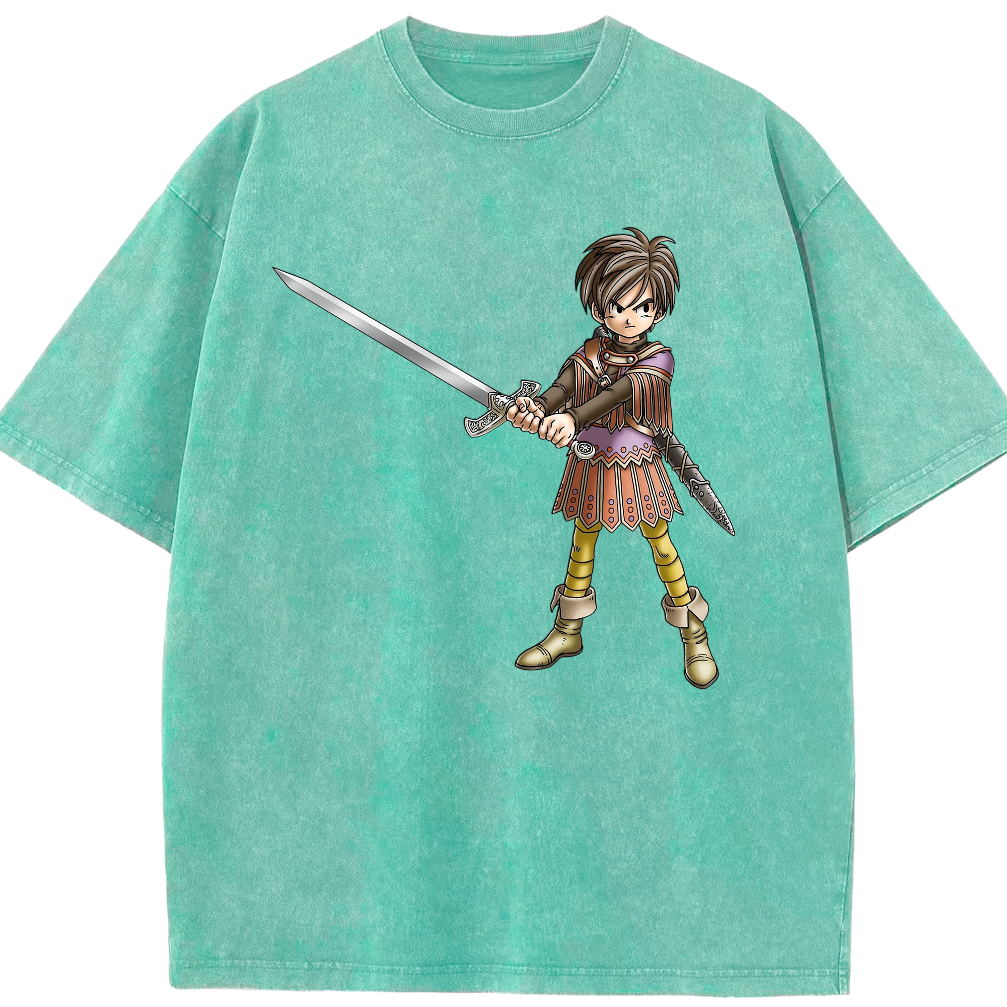 （画像用） ドラゴンクエスト Doragon Kuesuto Dragon Quest 綿100% ヴィンテージ風 半袖Tシャツ（フロントプリント）
